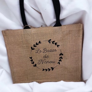 Sac en toile de jute personnalisé/idée cadeau anniversaire, Saint-Valentin, mariage, naissance,nounou,mamie, tata, mari, maman, homme, femme image 9