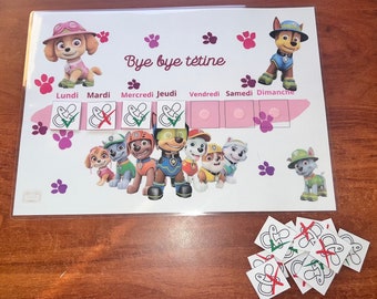 Support bye bye tétine, kit apprentissage pour arrêter la tétine, personnalisé avec le prénom de votre enfant