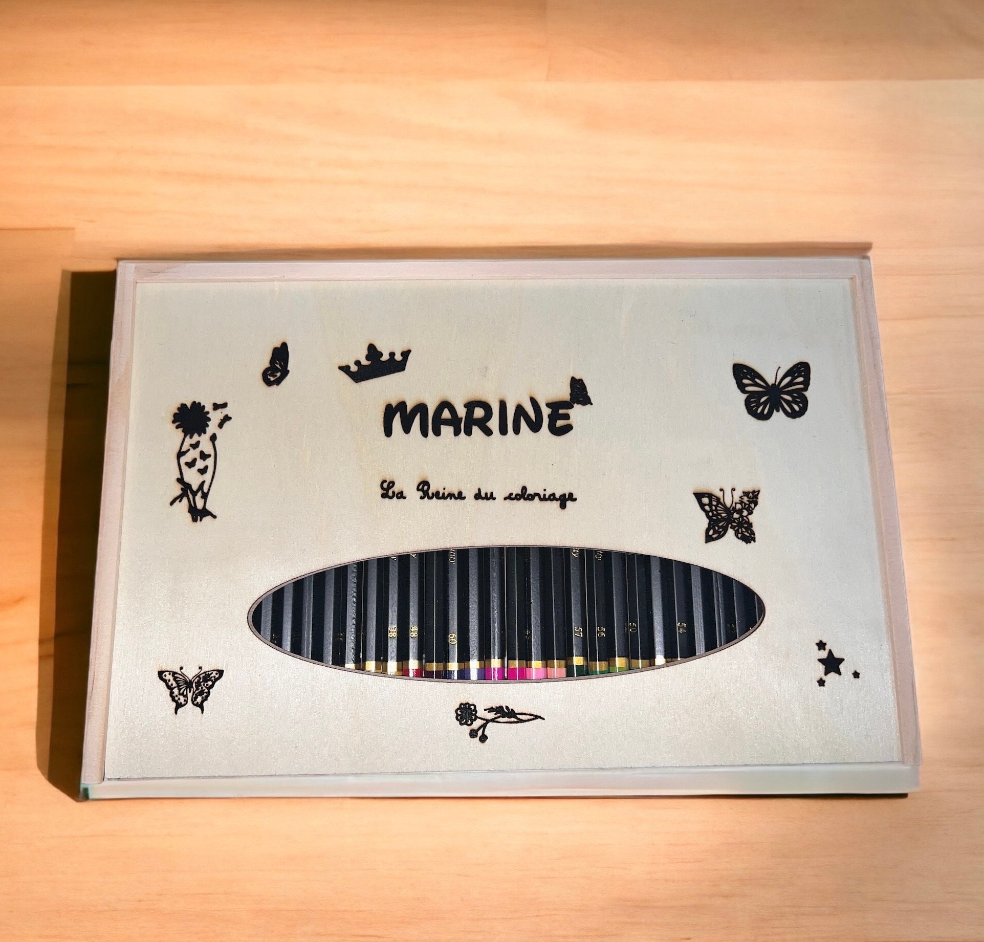 Personalized Colored Pencil Box Coloring Case Wooden Box - Etsy