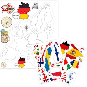 Conjunto de adesivos de mapas da Europa, adesivos de carros com países europeus para colar individualmente, adesivos decorativos para carros, móveis ou espelhos