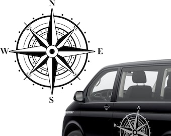 Sticker with compass and wind rose, 60 x 60 cm / 110 x 110 cm size, off-road sticker, bumper sticker for caravans and campers, selectable color
