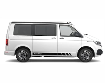 Side stripes suitable for VW T6.1, T6, T5, Multivan, Bulli, custom text, side stickers - single stripe + squeegee
