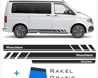 Autocollant latéral noir avec texte souhaité, compatible avec VW T6.1, T6, T5, Multivan, Bulli, autocollant latéral avec texte individuel
