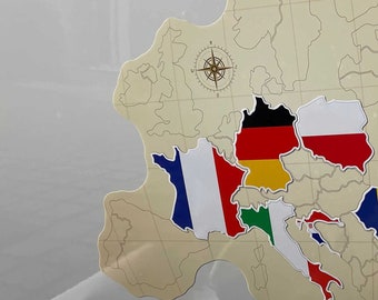 Europe map stickers in a set, car stickers with individual European countries for sticking on, decorative stickers for cars, furniture or mirrors