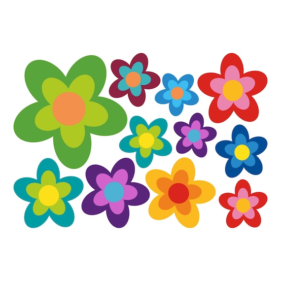 Geweldig Belofte bijlage Sticker Set With Hippie Flowers 13 Pieces in Various Sizes - Etsy