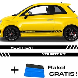 2x Streifen Aufkleber für Motorhaube passend für Fiat 500 & Abarth