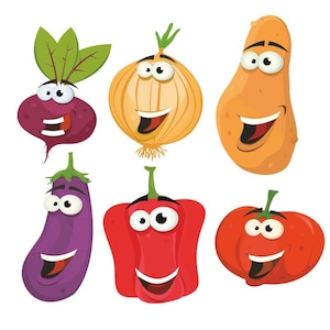 Kitchen wall sticker: Vegetable set - beets, eggplant, onion, pepper, tomato, potato