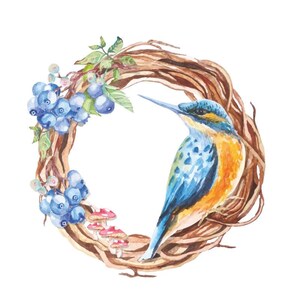 Wall decal bedroom wreath with hummingbird