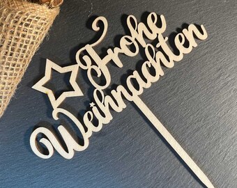 CAKE TOPPER Merry Christmas Wooden Star - Cake Decoration & Cake Decor - Cake Topper