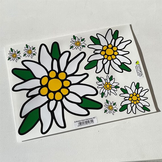 Edelweiss Aufkleber Set Alpen Bayern | Wetterfeste Auto Sticker Für Auto, Helm & Laptop