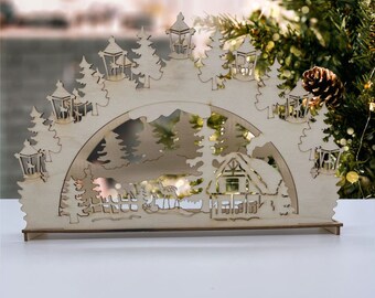 Craft set of wooden arch lights for Christmas