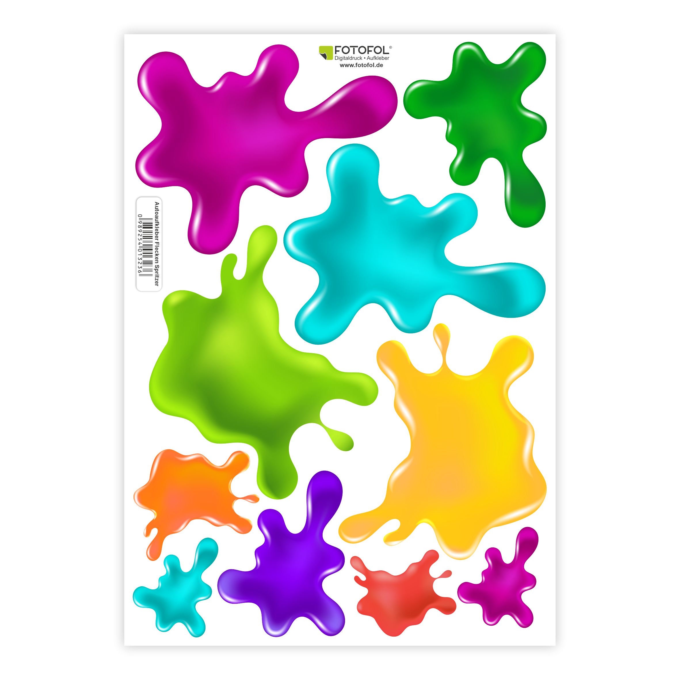 Stickers with stain motif, colorful stickers with splashes, sticker set in different sizes, bumper stickers, for windows and furniture