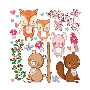 Wall decal nursery animals in the forest