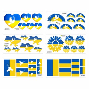 Ukraine Aufkleber Set - Fahne Flagge Karte Blumen Friedenstaube Ukraine