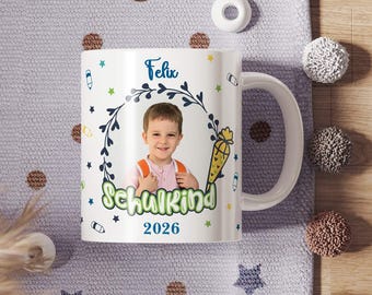 Personalized first day of school mug – Finally a schoolchild with name and photo