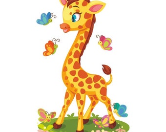 Wandtatoo nursery decoration giraffe butterflies