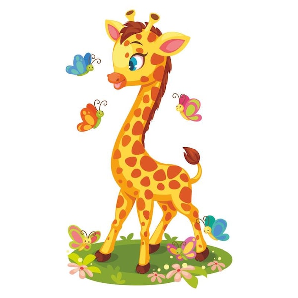 Wandtatoo nursery decoration giraffe butterflies