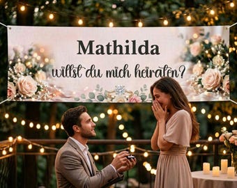 Gepersonaliseerde banner voor het perfecte huwelijksaanzoek met naam | "Wil je met me trouwen?" voor alle stellen [FOT-BAN-20260504]