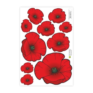 10 adesivi di papavero nel set, adesivi decorativi con fiori di papavero in diverse dimensioni per auto, veicoli, laptop, smartphone e casa