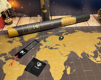 Rubbel-Weltkarte XXL | Weltkarte zum Rubbeln, Geschenk für Reisende, Reisekarte Wanddeko, Scratch Map