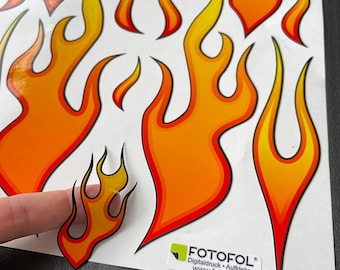 Fire Flame Stickers in a Set, Decorative Stickers in Various Sizes, Weatherproof Car Stickers, Window Stickers, Fire Flames Stickers