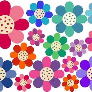 Pegatinas de flores, 16 piezas en conjunto, pegatinas de coche con colorido poder floral hippie, para bicicleta, coche, Vespa, flores de decoración autoadhesiva