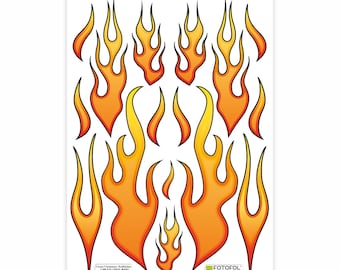 Fire Flame Stickers in Set, Decorative Stickers in Different Sizes, Weatherproof Car Stickers, Window Stickers, Fire Flames Stickers