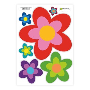 Hippie Flower Sticker Set 6pcs, Car Sticker, Flower Power Summer Motif, for Car, Vehicles, Scooter, Moped, Motorcycle Helmet