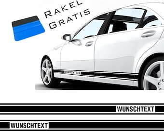 Side stripe sticker, GT style set car decoration in desired color with desired text, suitable for Mercedes, BMW, Audi, Skoda, VW, Seat, station wagon