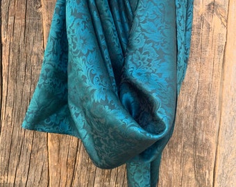 Handgemachte Seide Cowboy Wild Rag: Grün & Blau Jacquard Schal