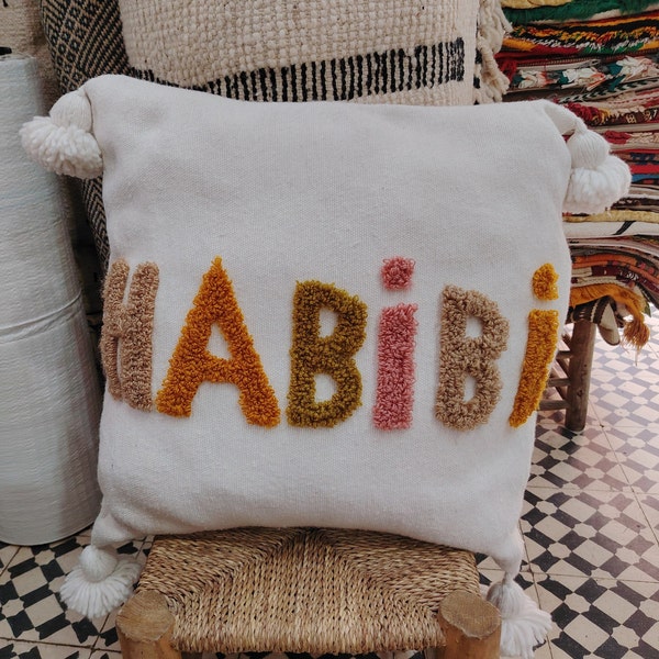 Authentic Moroccan Berber Pillow Cover, Handmade Habibi Cushion Cover for Home Decor, Unique Gift, bedroom pillow cuver, moroccan artisanal