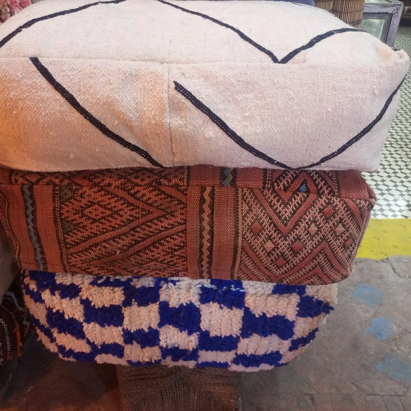 lovely Siting pouffe cover handmade ottoman pillow cover handwoven cushion 60x60x20cm