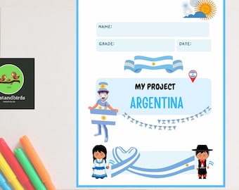 All About Argentina for School projects| Unit study |grade 2 and 3| Hispanic Heritage Week| Kids Printable| Countries & Flags| Fun Facts