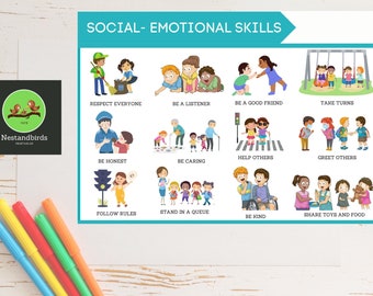 Kids Printable|Social Emotional skills| Nursery and primary school |Home schooling| Classroom Educational Poster | Bulletin Board Poster