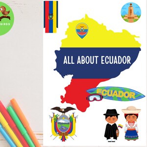 Alles über ECUADOR für Schulprojekte | Einheitsstudie |Grad 2 und 3| Hispanic Erben Woche | Kinder druckbar | Länder & Flaggen| Lustige Fakten