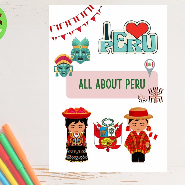 All About Peru for School projects| Unit study |grade 2 and 3| Hispanic Heritage week|Kids Printable| Countries & Flags| Fun Facts