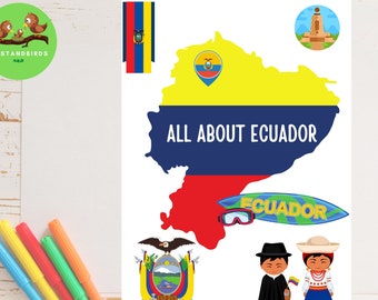 All About ECUADOR for School projects| Unit study |grade 2 and 3| Hispanic Heritage Week| Kids Printable| Countries & Flags| Fun Facts