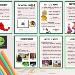 Mexico for Kids printable worksheets School projects Unit study grade 2 and 3 Hispanic Heritage Mexico Flag Fun Facts image 3