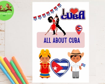 All About CUBA for School projects| Unit study |grade 2 and 3| Hispanic Heritage Week| Kids Printable| Countries & Flags| Fun Facts