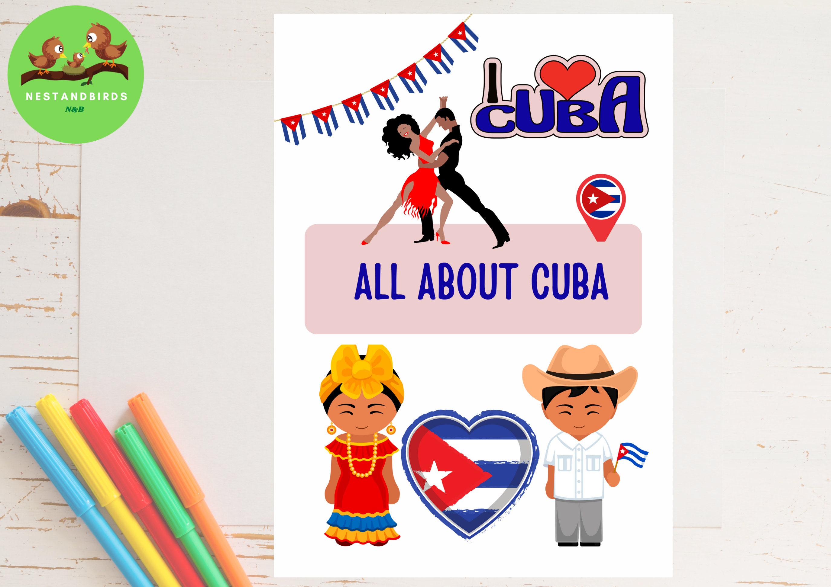 All About CUBA for School projects| Unit study |grade 2 and 3| grade 4 | Hispanic Heritage| Kids Printable| Countries & Flags| Fun Facts