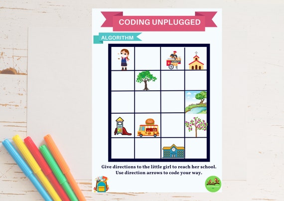 kids printables coding unplugged algorithm worksheets etsy ireland