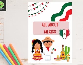 All About Mexico for School projects| Unit study |grade 2 and 3| Hispanic Heritage |kids printable| Fun Facts| Countries & Flags