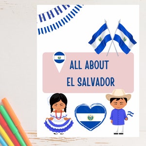 Alles über El Salvador für Schulprojekte | Einheitsstudie |Grad 2 und 3| Hispanic Erben Woche | Kinder Printable | Länder & Flaggen| Lustige Fakten