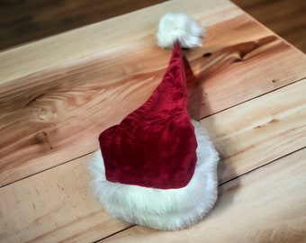 Luxury Baby Christmas Hat White Fur Pom Pom Red Velour Super Cute 0 - 12 Months sizes available