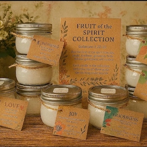 Set de regalo de velas Fruto del Espíritu: 9 velas de soja perfumadas seleccionadas a mano con versículos bíblicos