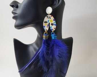 Feather Earrings, Dangle Earrings, Acrylic Earrings, Long Earrings