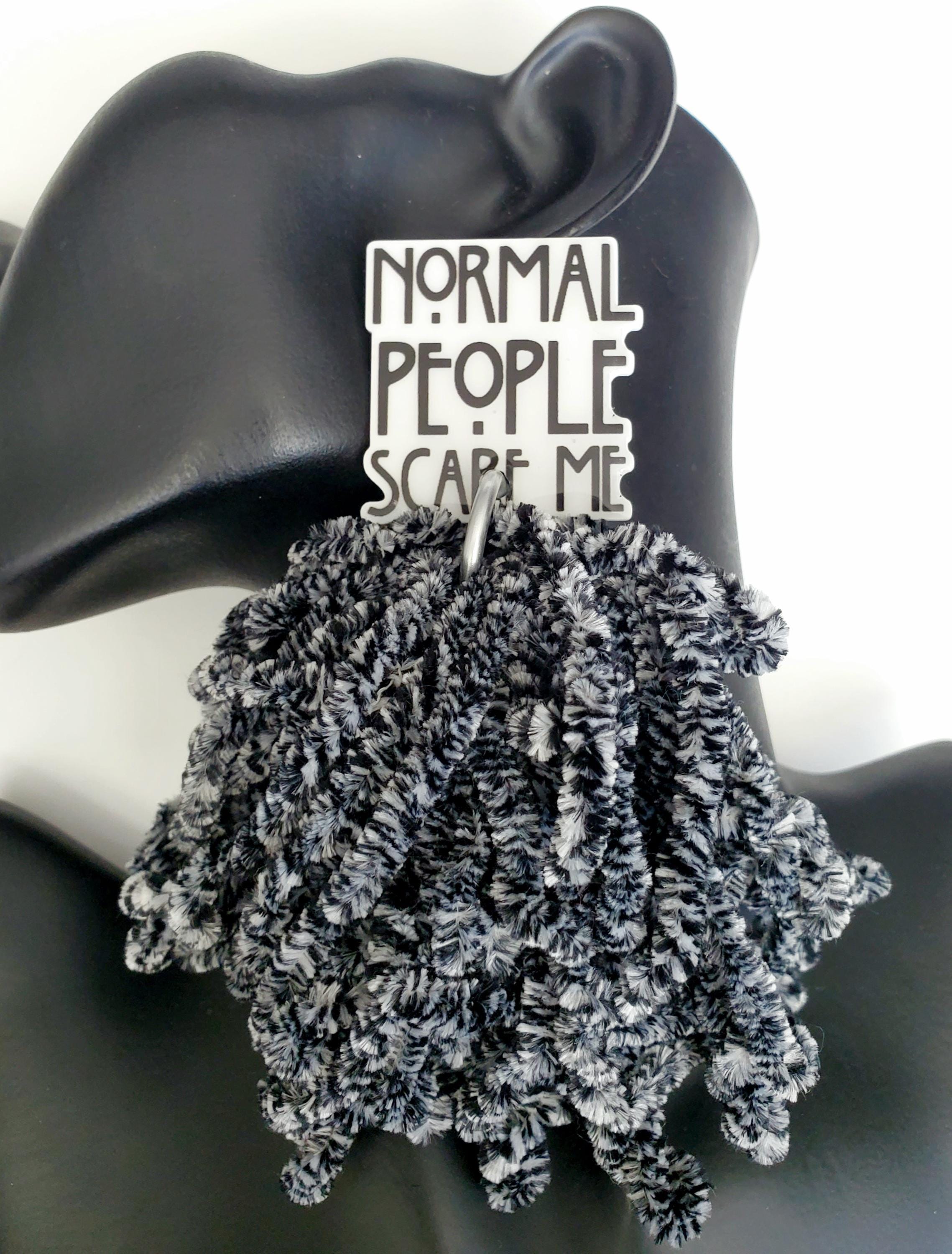 Tassel Earrings, Black & White earrings, yarn earrings