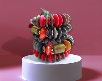 Memory wire bracelet, Eclectic Wrap Bracelet, Statement Jewelry