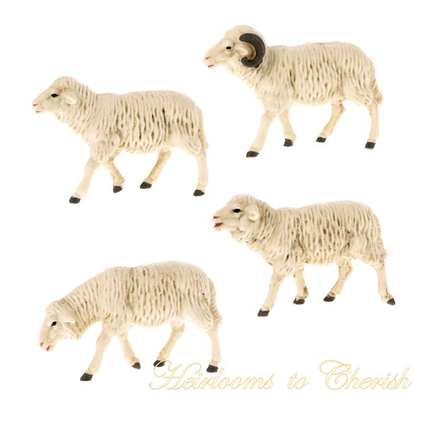 Marolin Christmas Nativity Flock of 4 Sheep Plastik MA74221