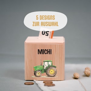 Geschenk Traktor, Holzspardose mit Namen, Geschenk Geburtstag, Taufe, Babygeschenk, Geburtsgeschenk, Trecker, Baby, Kind, Spardose Trecker